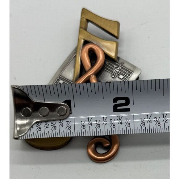 Vintage Signed K&T Treble Sheet Music Notes Copper Brass Pewter‎ Brooch - Picture 4 of 5